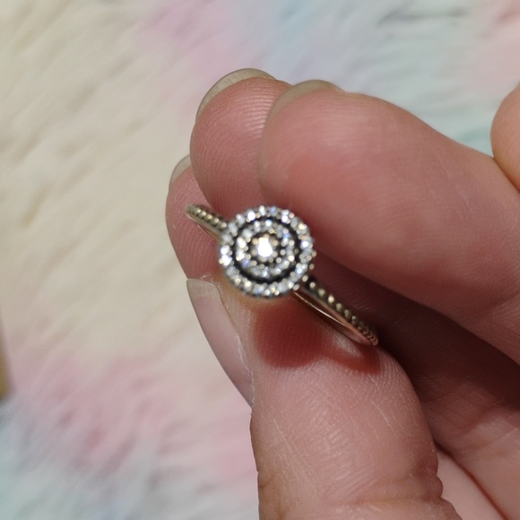 Authentic Pandora 925 Sterling Silver CZ Sparkly Ring Sz.54=7 - Picture 6 of 10